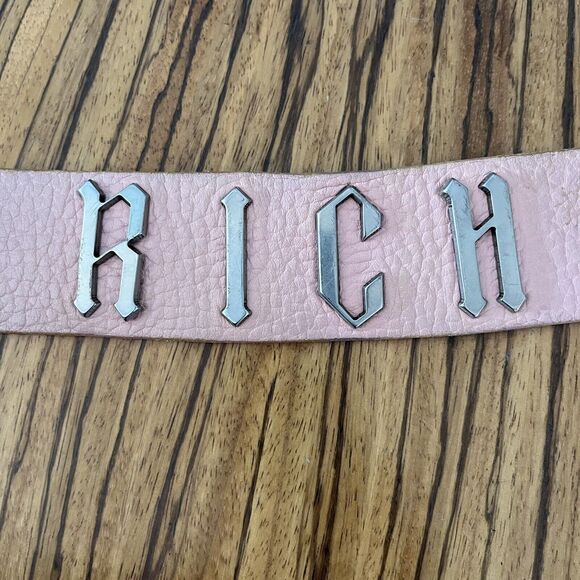 John Richmond Pink Leather / Chrome Hardware RICH Belt 38\